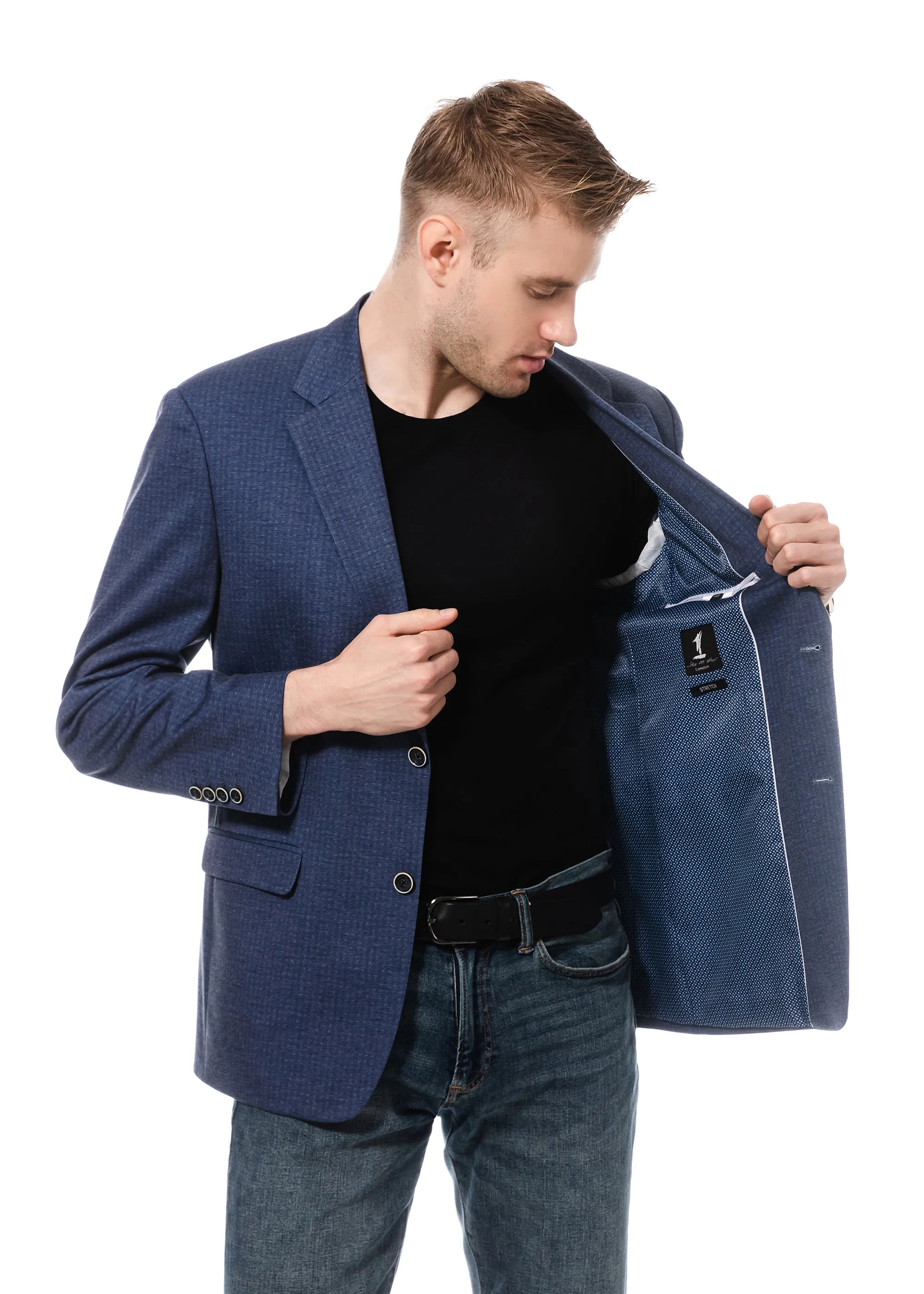 1 Like No Other Tonal Gingham Navy Check Blazer