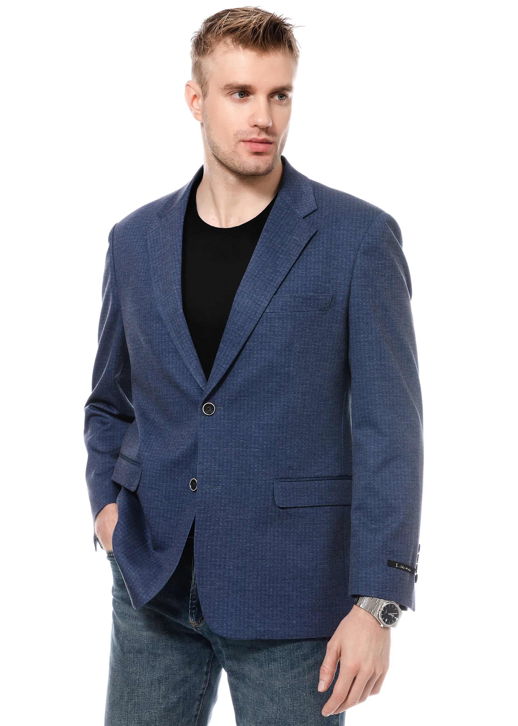 1 Like No Other Tonal Gingham Navy Check Blazer