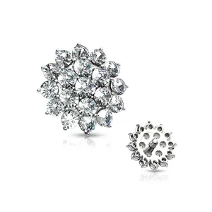 14 Karat White Gold Grand Sparkle Flower Dermal Anchor Top