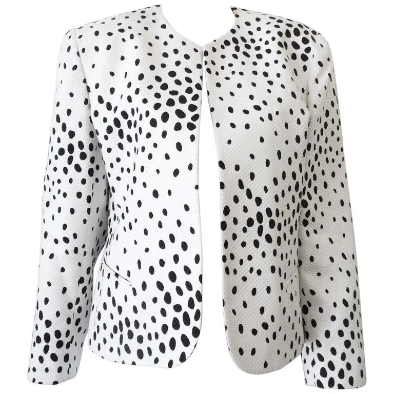 1980s Christian Dior Quilted Polka Dot Blazer