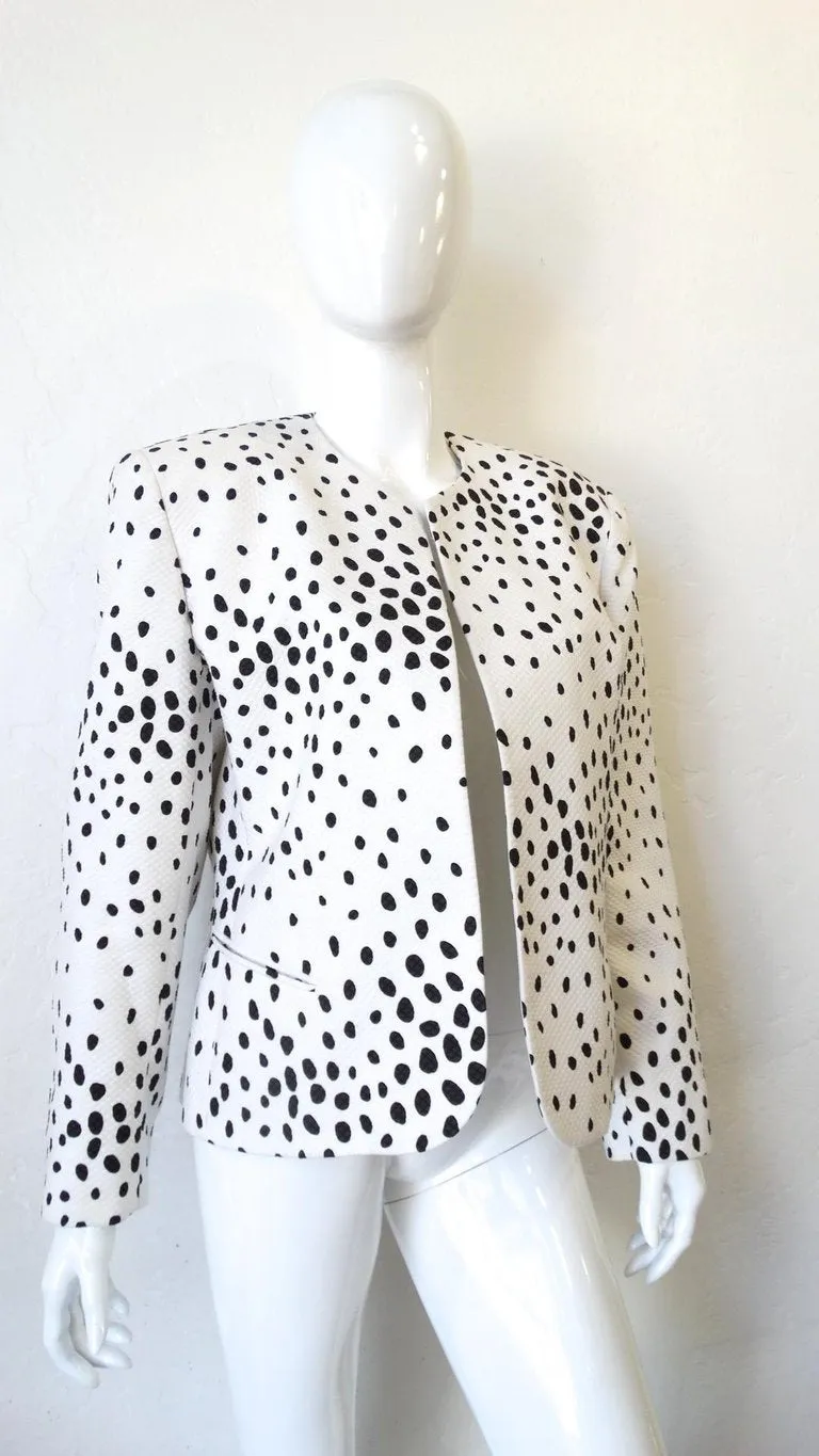 1980s Christian Dior Quilted Polka Dot Blazer