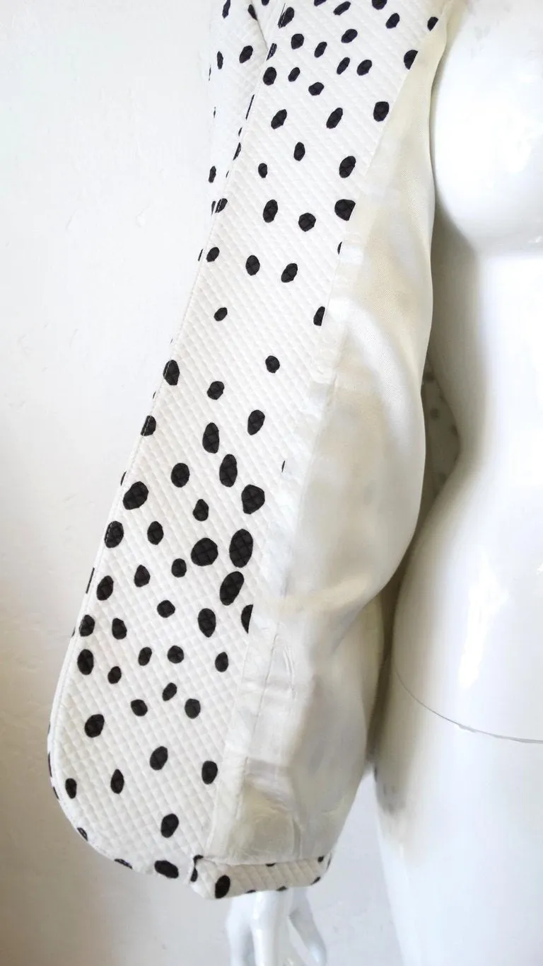 1980s Christian Dior Quilted Polka Dot Blazer