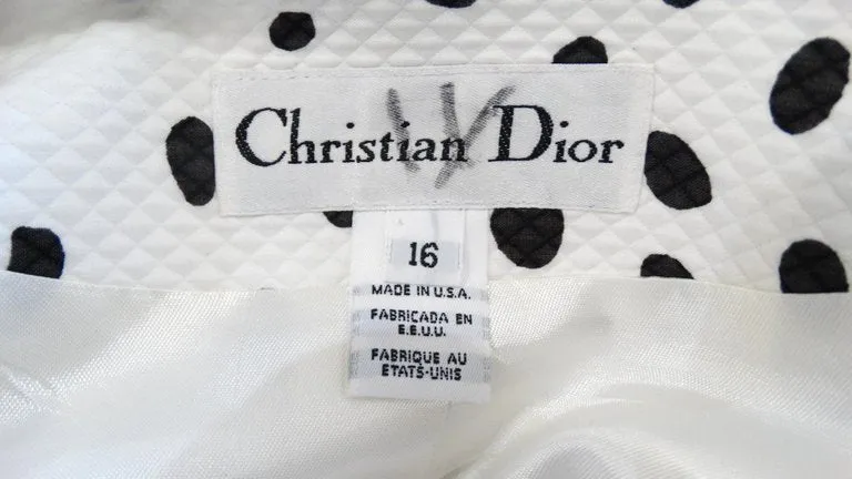 1980s Christian Dior Quilted Polka Dot Blazer