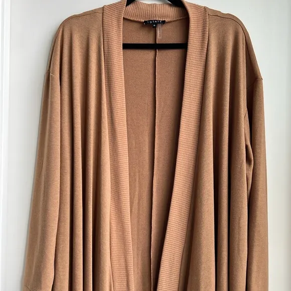 1.STATE Long Sleeve Drape Front Maxi Cardigan