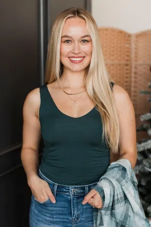Always Together V-Neck Tank Top- Teal Green