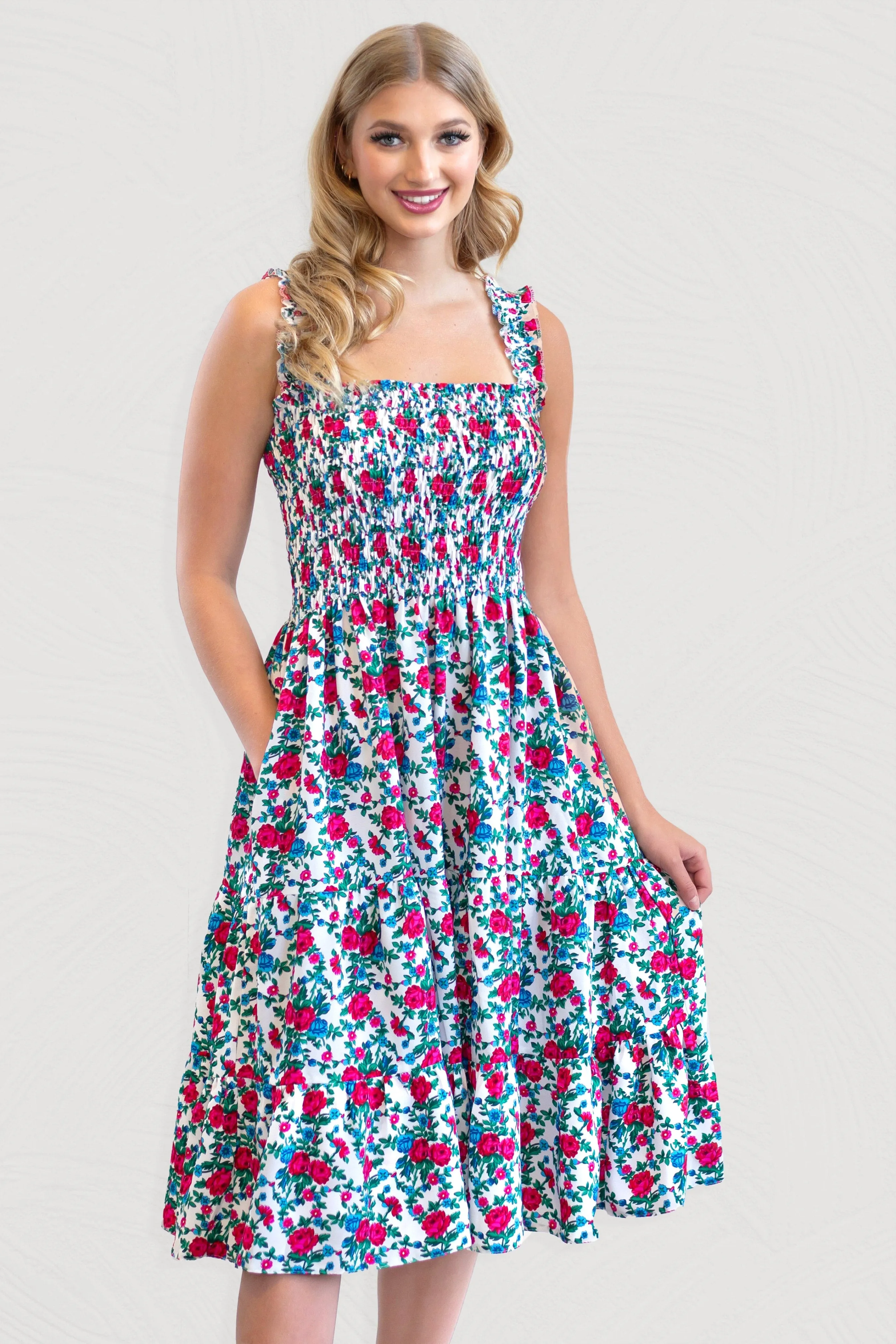 Aniela White Rose Dress