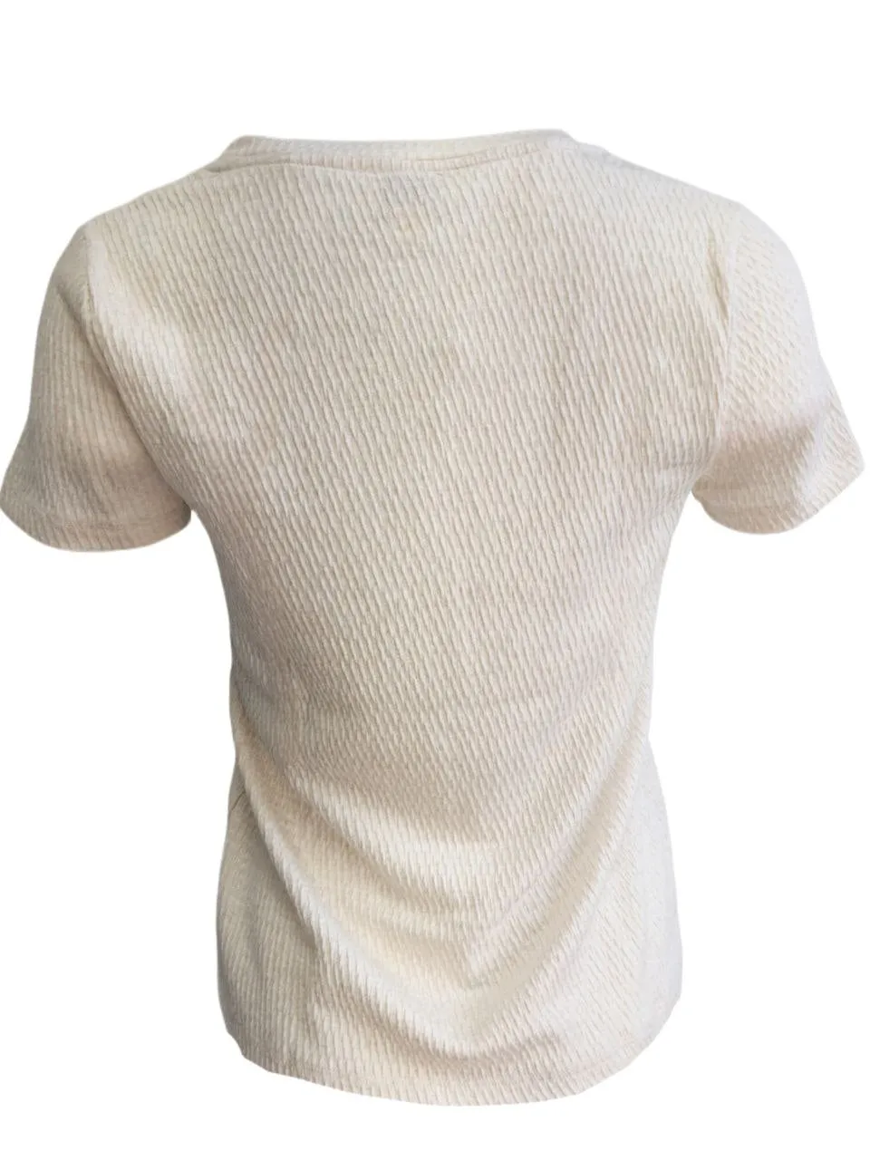 ANTHROPOLOGIE Women's White Glitter Stretchy Round Neck T-Shirt #411 X-Small NWT
