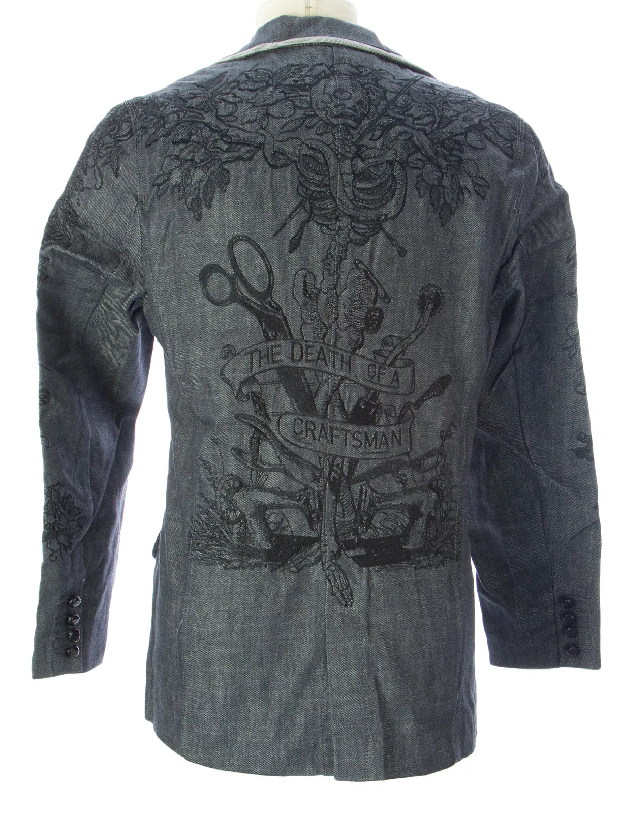 ARTFUL DODGER Men's Raw Grey Skeleton Denim Blazer AM83-B01R $198 NEW