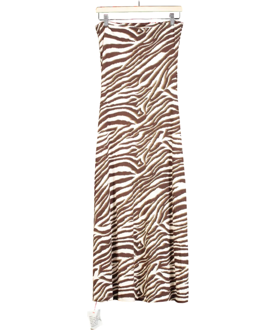 ASOS Brown Trapeze Bandeau Midi Dress UK 12