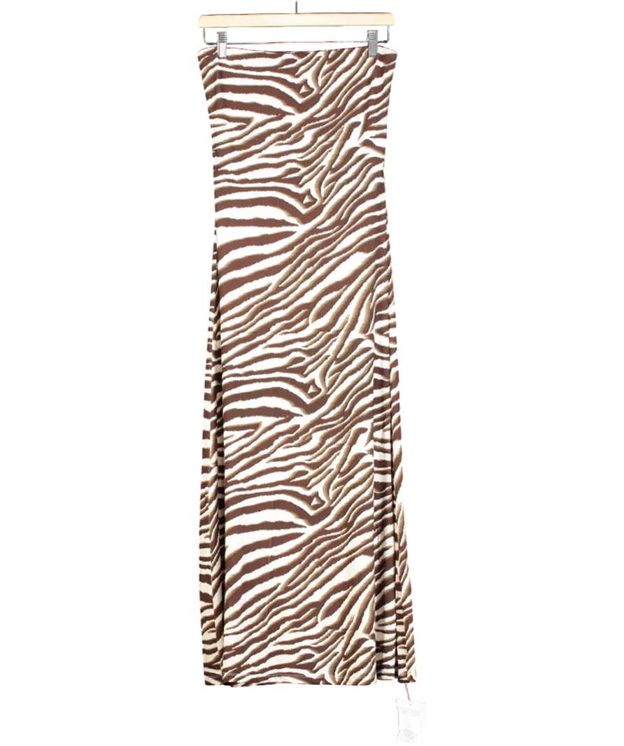 ASOS Brown Trapeze Bandeau Midi Dress UK 12