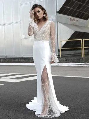 Autumn New Dress Sexy V-neck Perspective Dress