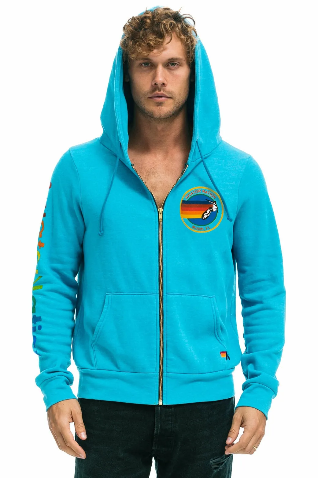 AVIATOR NATION MIAMI HOODIE - NEON BLUE