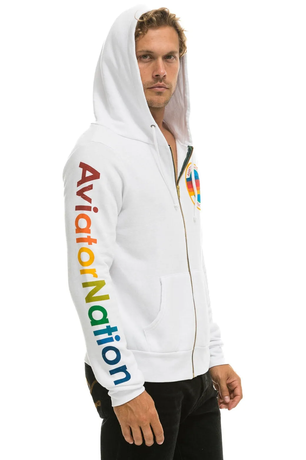 AVIATOR NATION VAIL ZIP HOODIE - WHITE