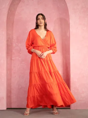 Balloon Sleeve Tiered Maxi Dress