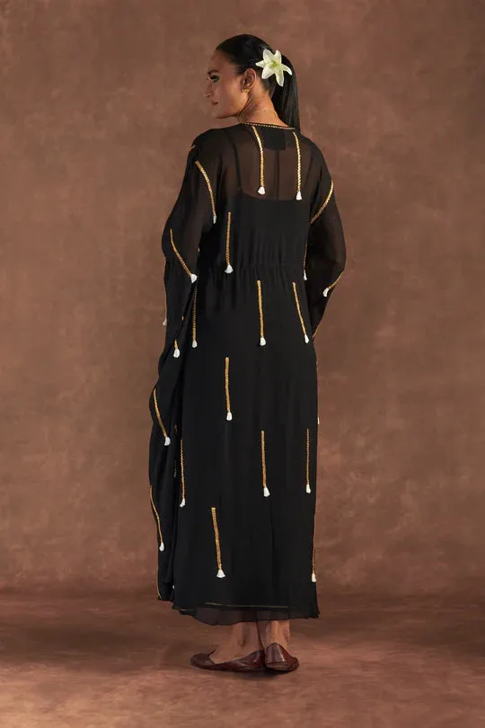 Black 'Paan-Patti' Cover-Up Kaftan