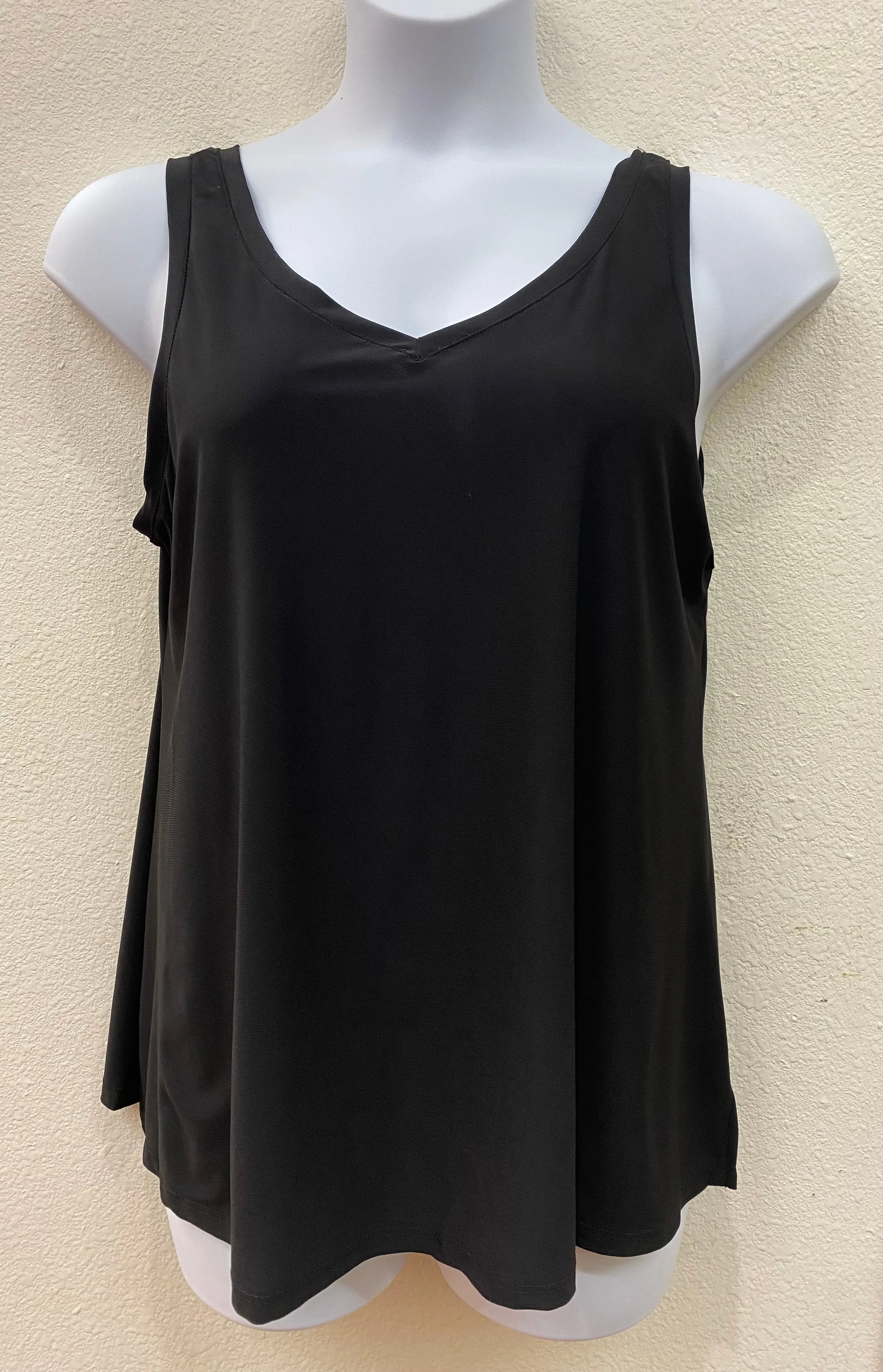 Black V-Neck to Round Neck Reversible Tank Top