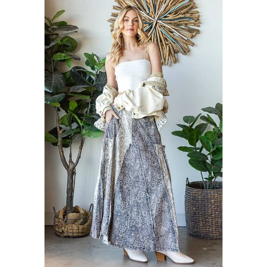 Blue Combo Washed Scarf Maxi Oli Hali Skirt