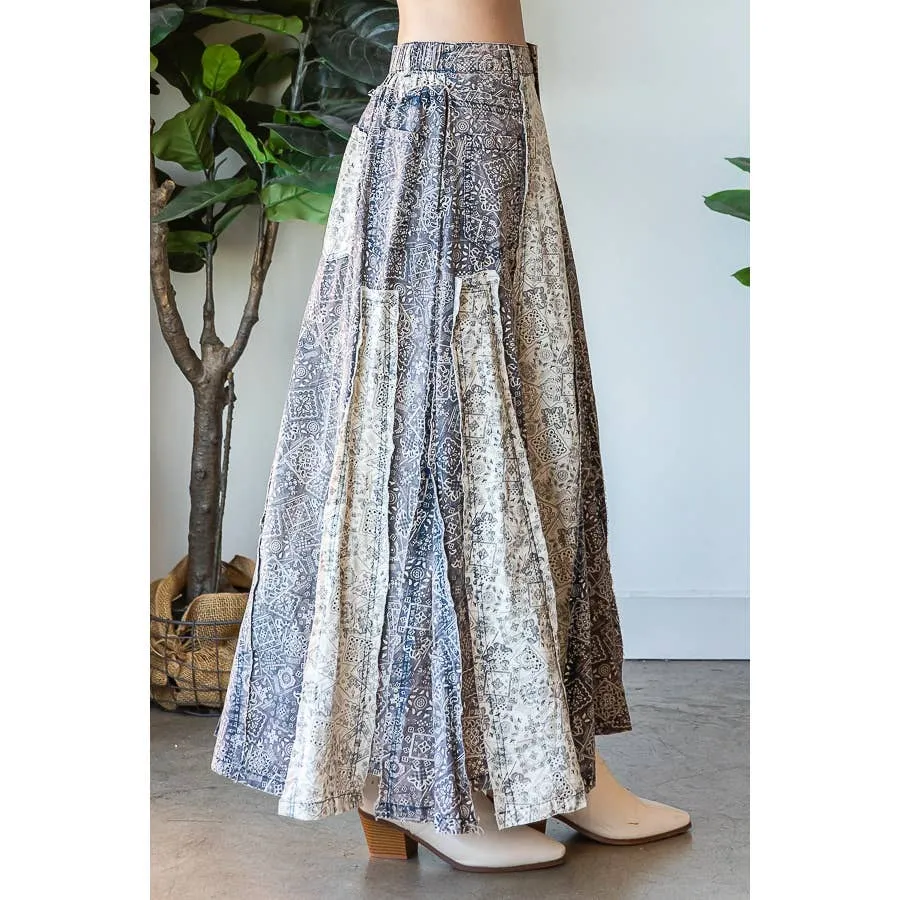 Blue Combo Washed Scarf Maxi Oli Hali Skirt