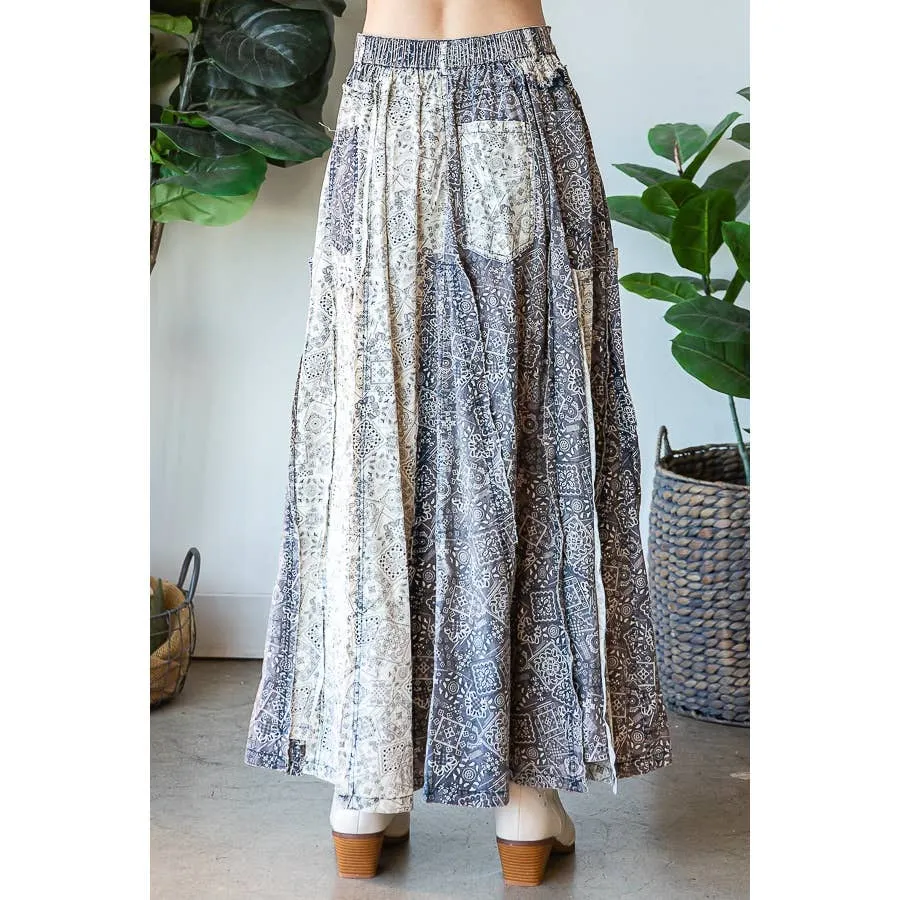 Blue Combo Washed Scarf Maxi Oli Hali Skirt