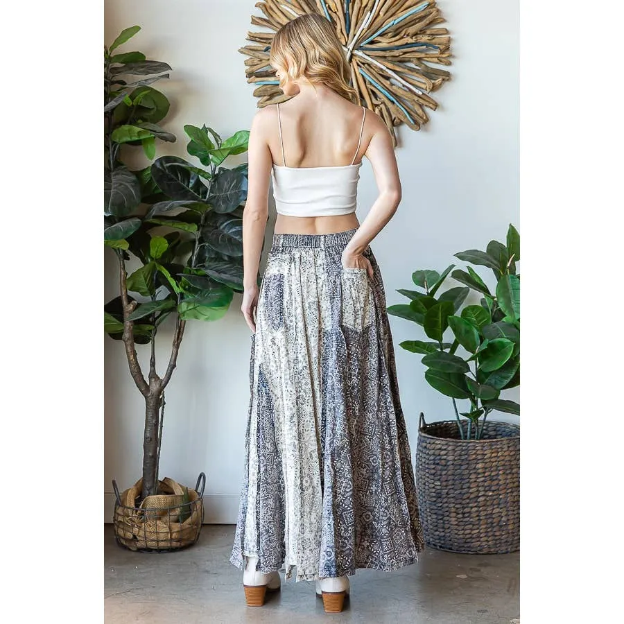 Blue Combo Washed Scarf Maxi Oli Hali Skirt