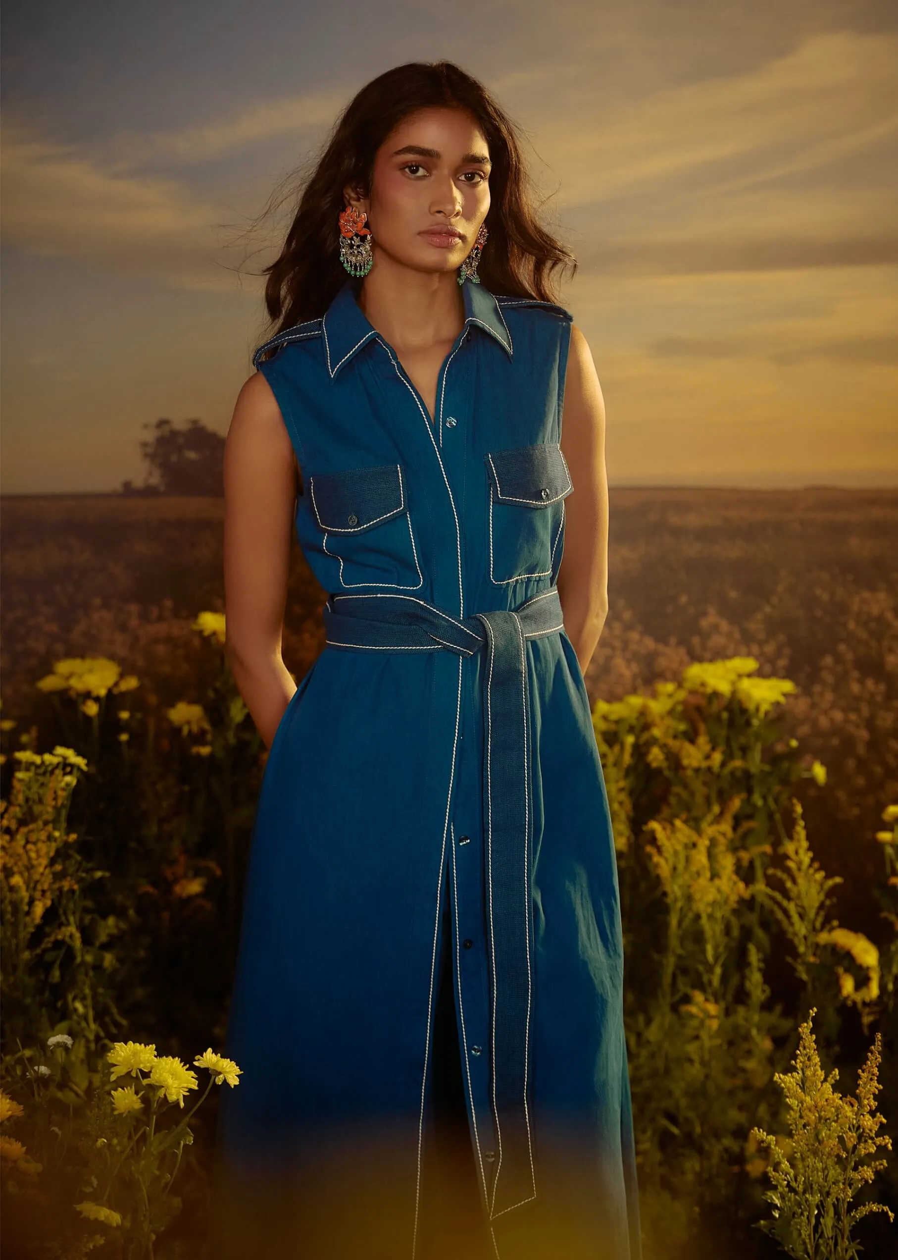 Blue metro classic trench jacket and pants
