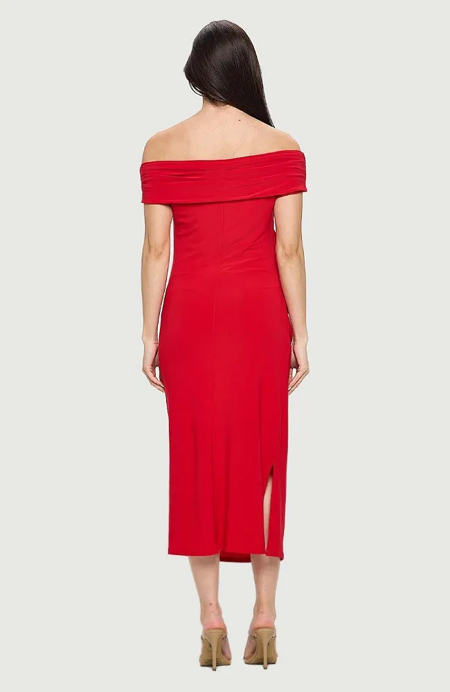 Boat Neck Maxi Dress with Side Slit