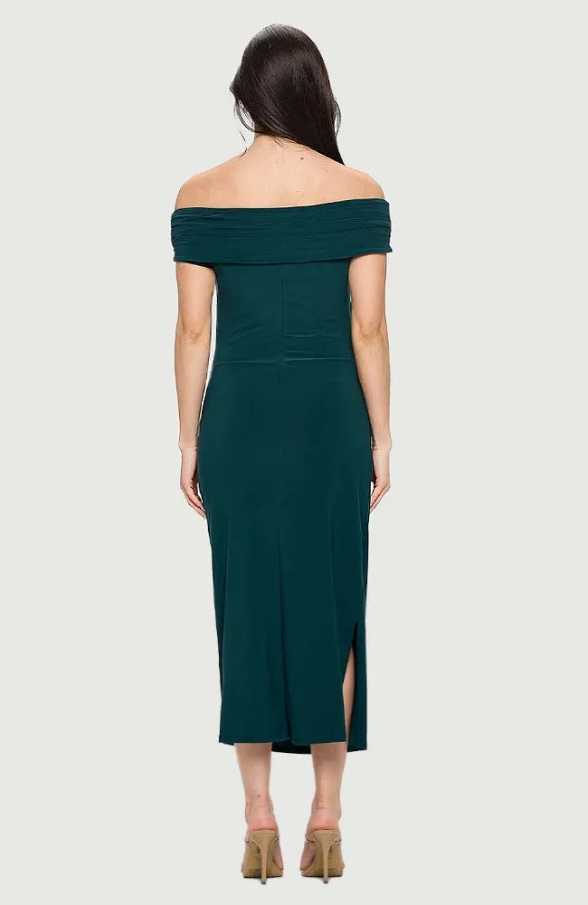 Boat Neck Maxi Dress with Side Slit
