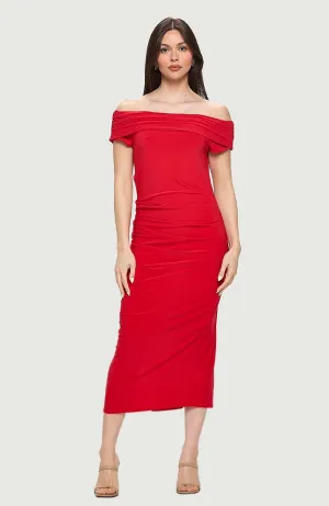 Boat Neck Maxi Dress with Side Slit