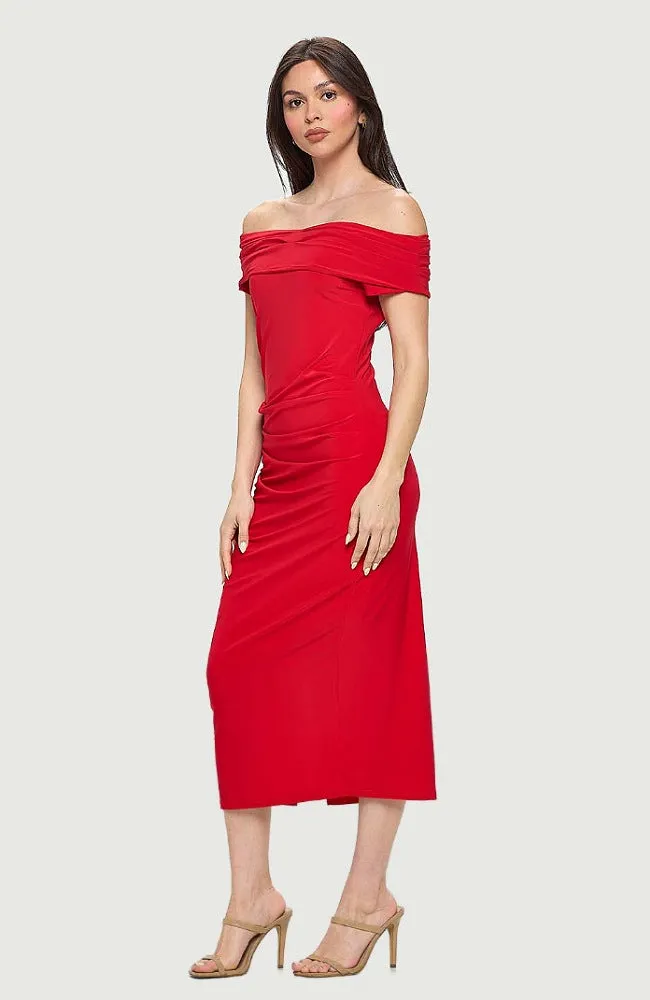 Boat Neck Maxi Dress with Side Slit