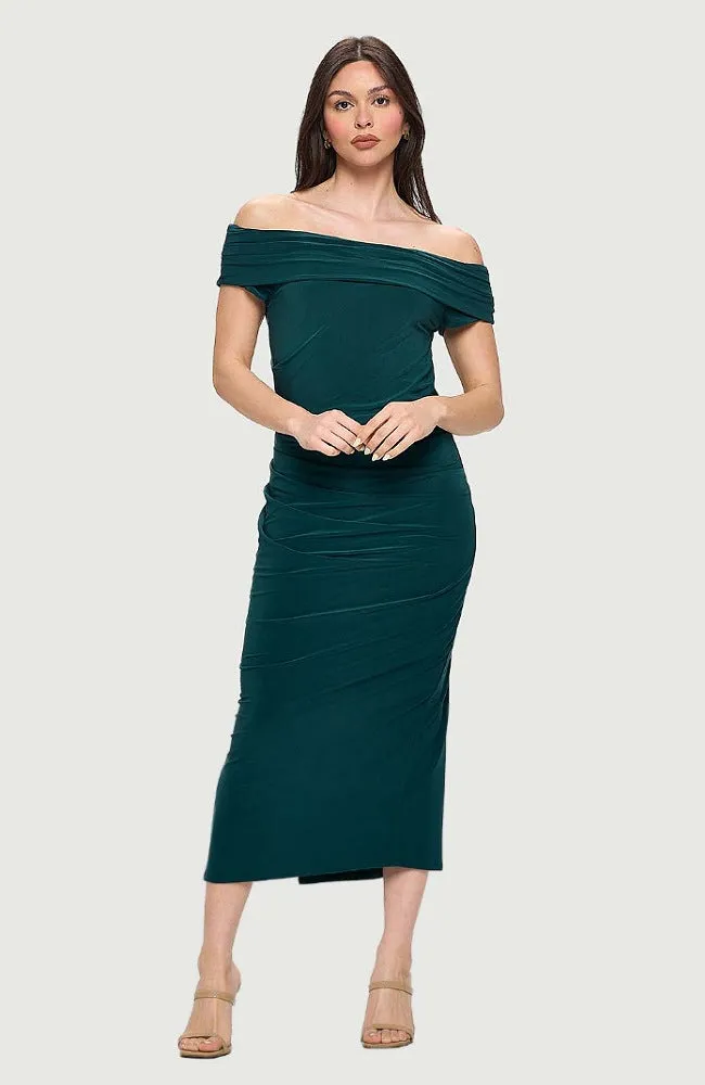 Boat Neck Maxi Dress with Side Slit