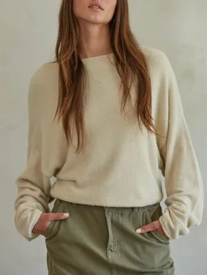Boat Neck Sweater - Cream FINAL SALE
