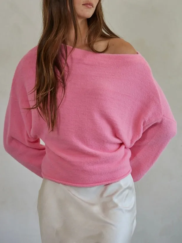 Boat Neck Sweater - Pink FINAL SALE