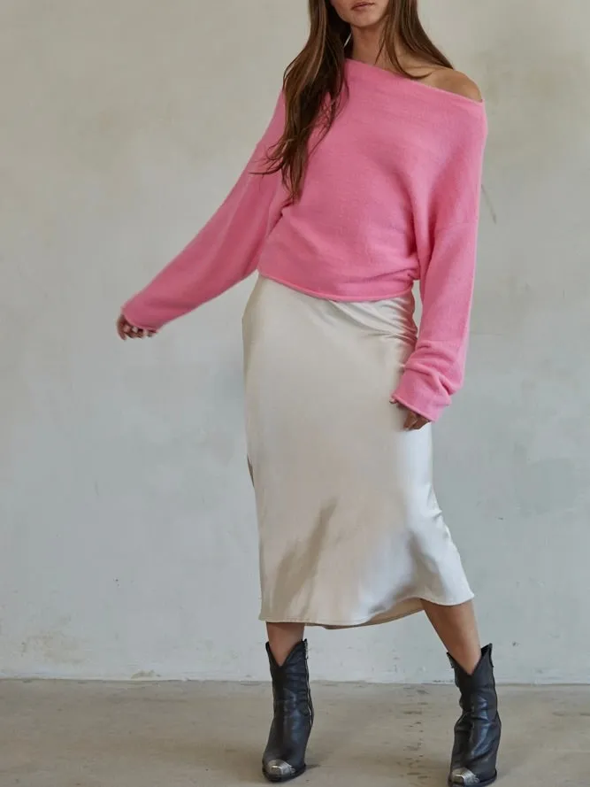 Boat Neck Sweater - Pink FINAL SALE