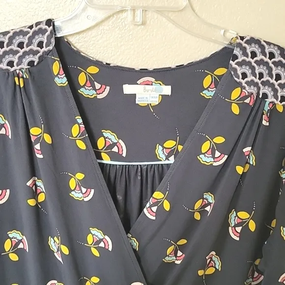 Boden Gray Glenda Jersey Knit Faux Wrap Floral Dress - Size 12
