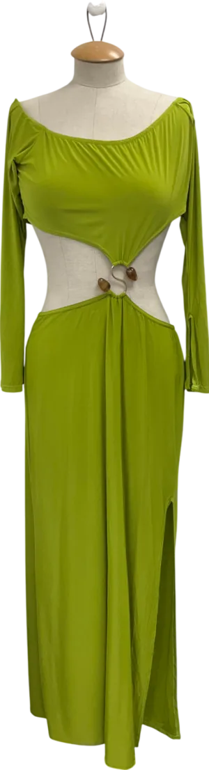 boohoo Green Molly Smith Cut Out Trim Detail Maxi Dress UK 14