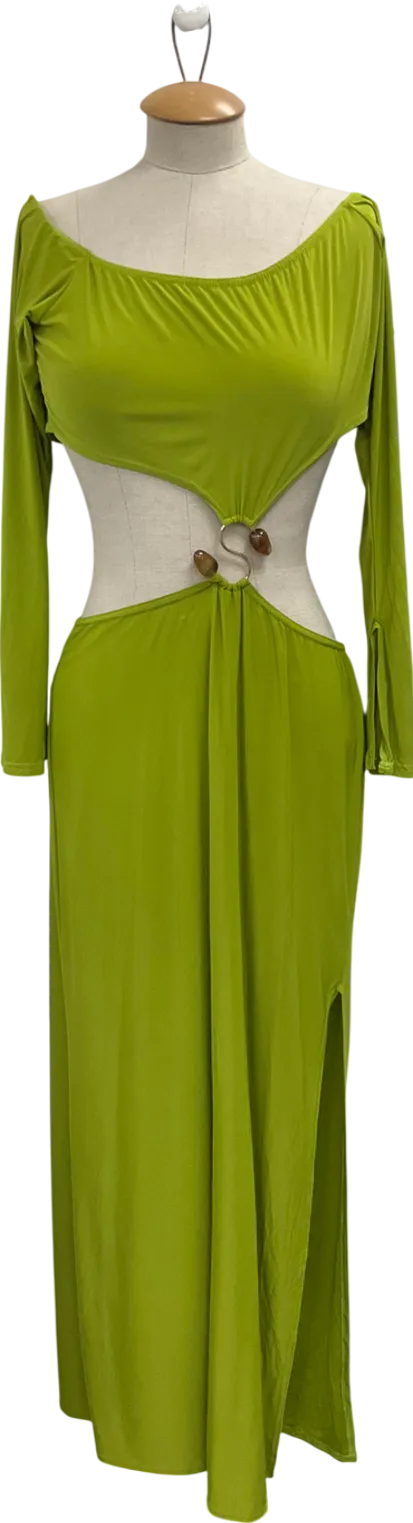 boohoo Green Molly Smith Cut Out Trim Detail Maxi Dress UK 14