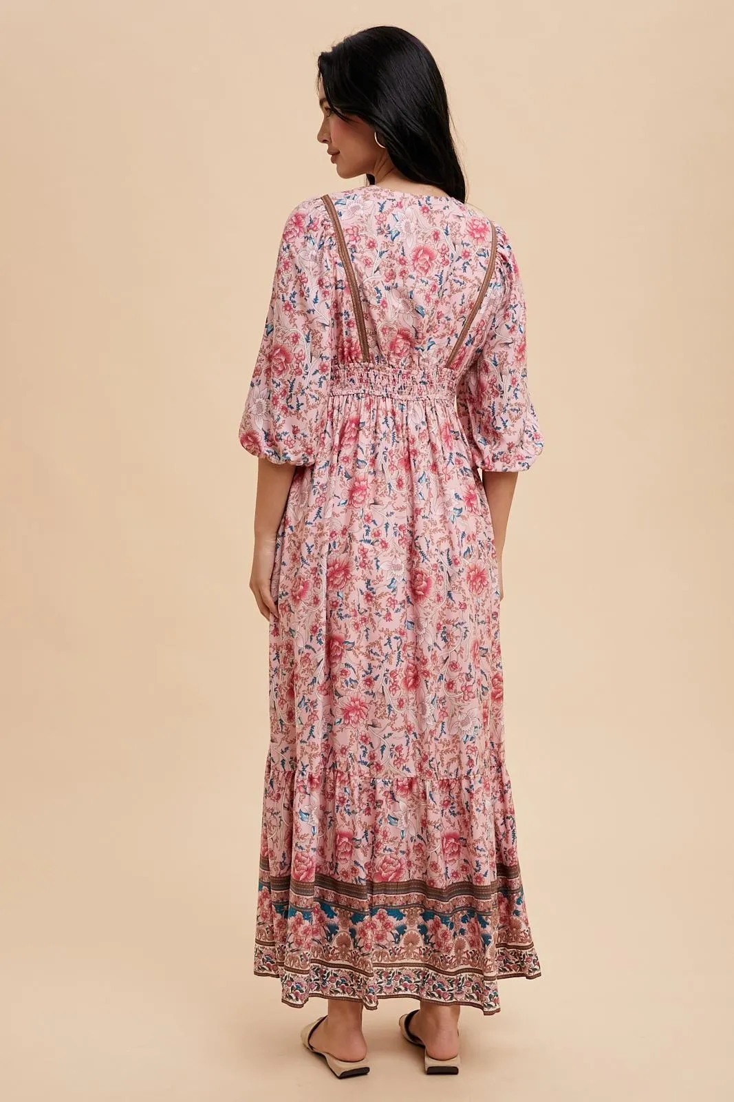 BORDER PRINT MAXI DRESS