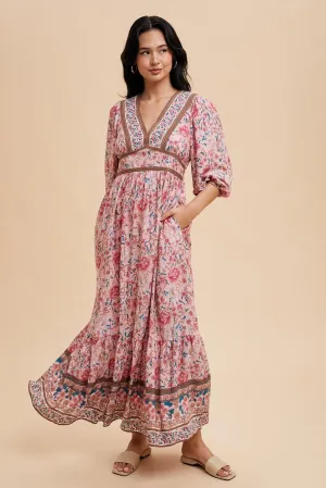 BORDER PRINT MAXI DRESS