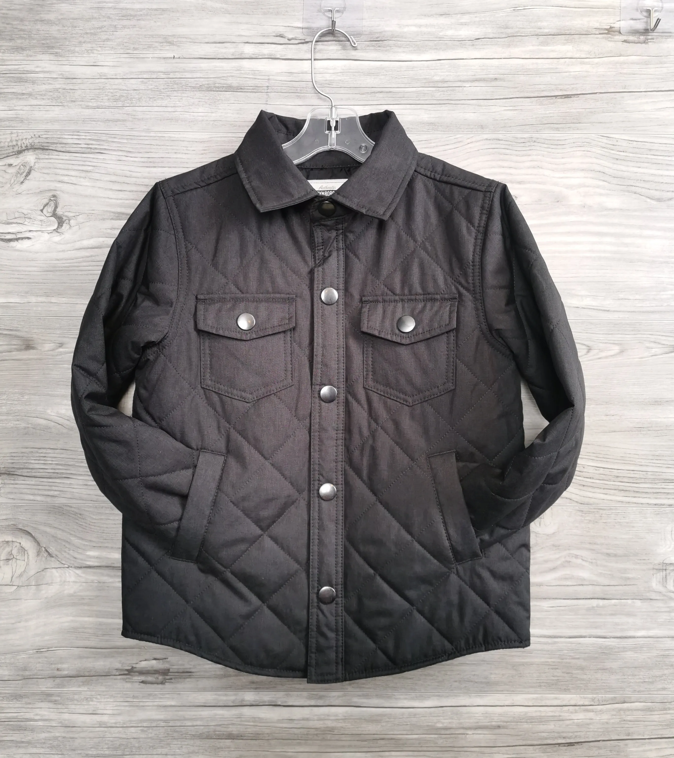 BOY SIZE SMALL (5/6 YEARS) - GYMBOREE Grey Quilted Button Down Jacket NWT B40