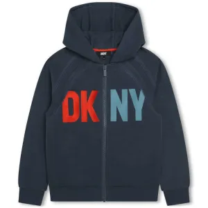 Boys Navy Logo Zip Up Hooded Jacket