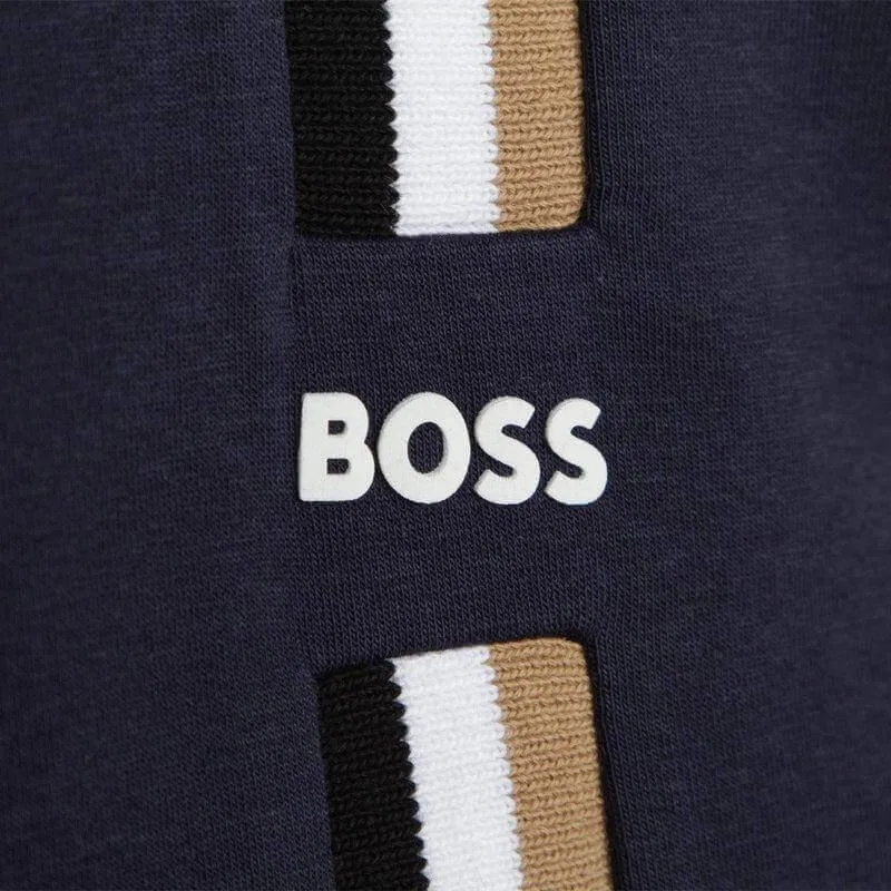 Boys Navy Striped Zip Up Hoodie