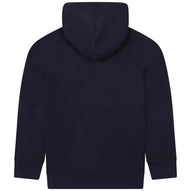 Boys Navy Striped Zip Up Hoodie