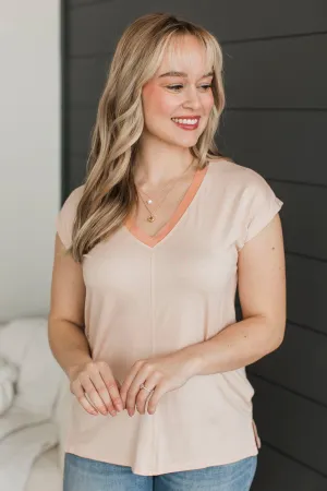 Bring Me Love V-Neck Top- Light Peach