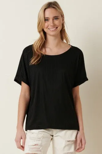 Brush Rib Oversize Boatneck Top