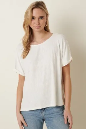 Brush Rib Oversize Boatneck Top