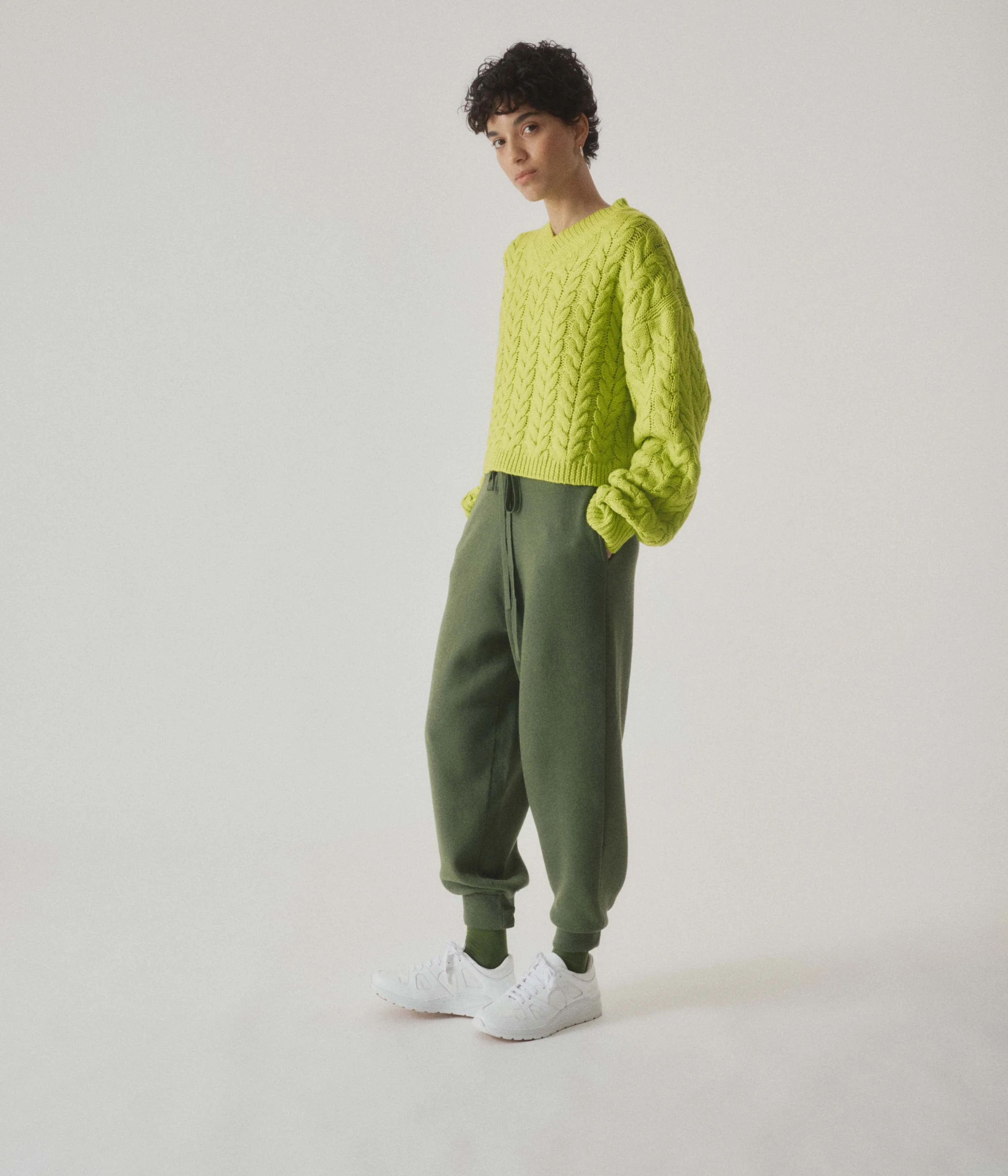 Cable Sweater in Wasabi