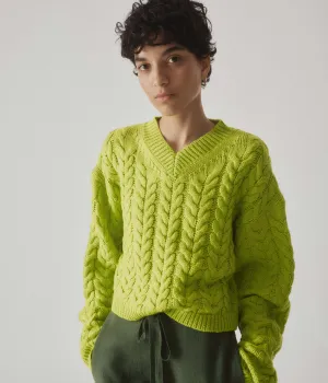 Cable Sweater in Wasabi