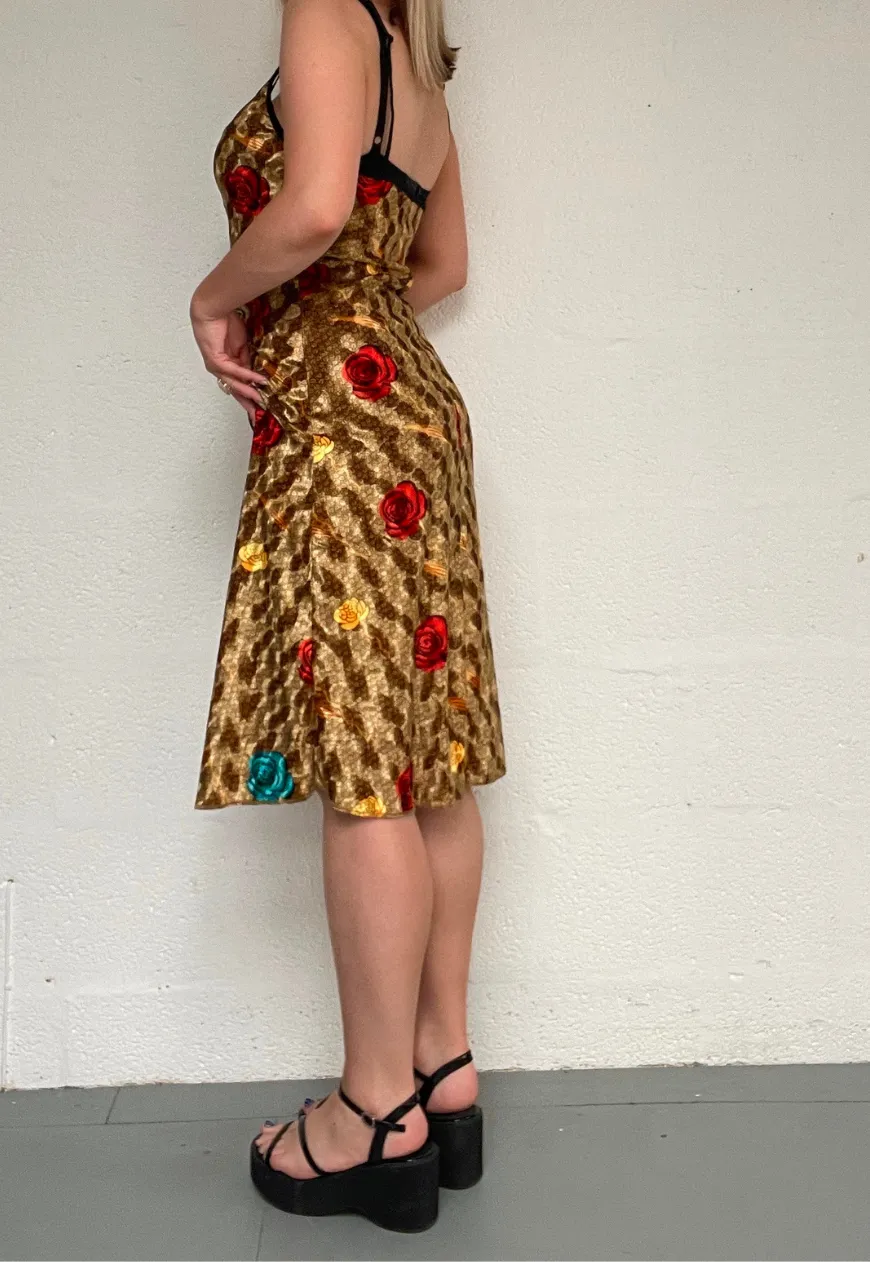CARAMEL ROSE VELVET DRESS