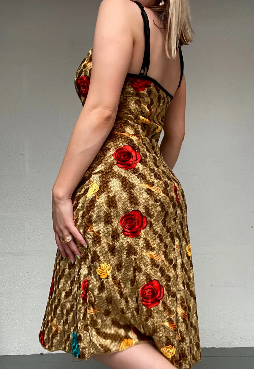 CARAMEL ROSE VELVET DRESS