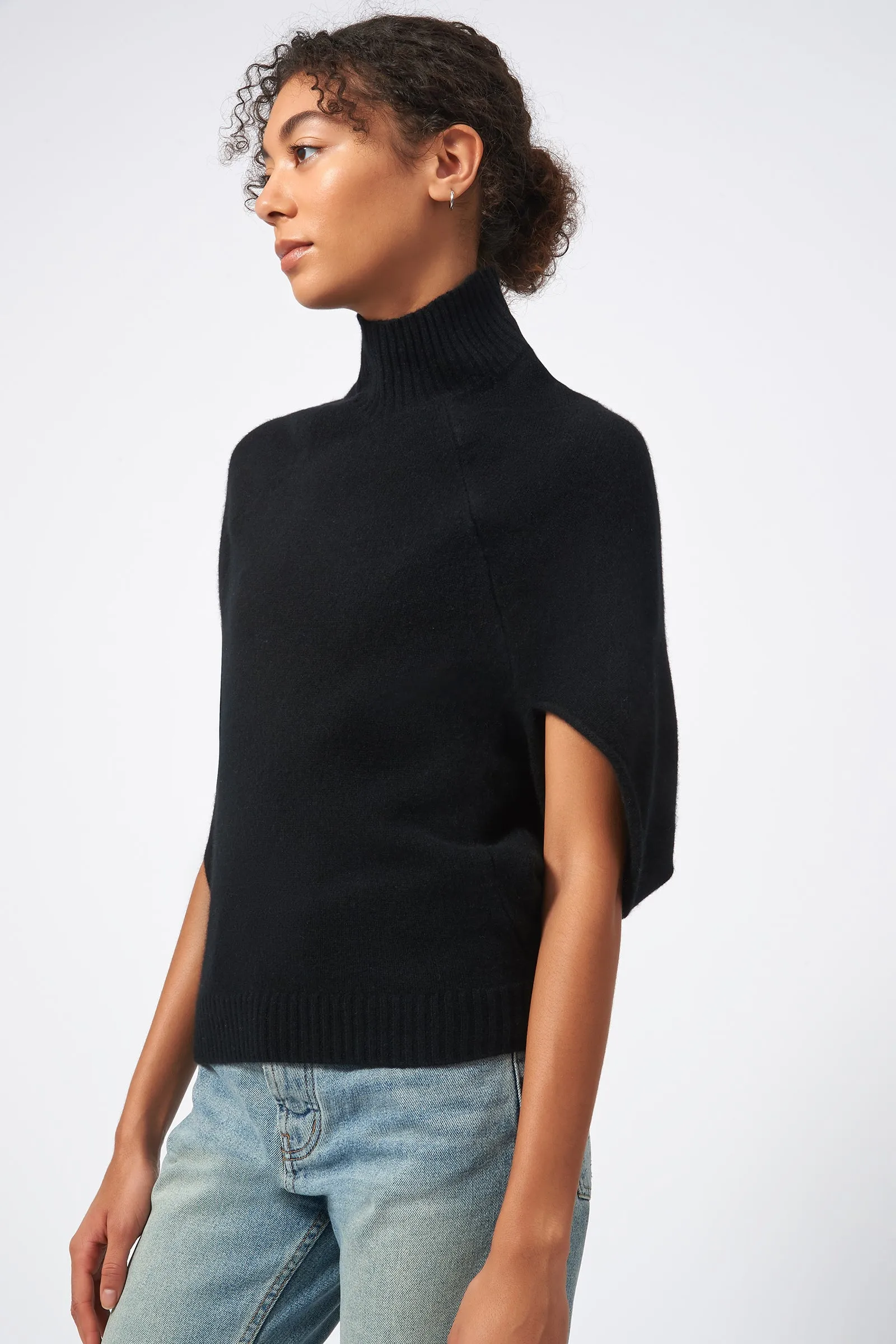 Cashmere Cape Sweater - Black